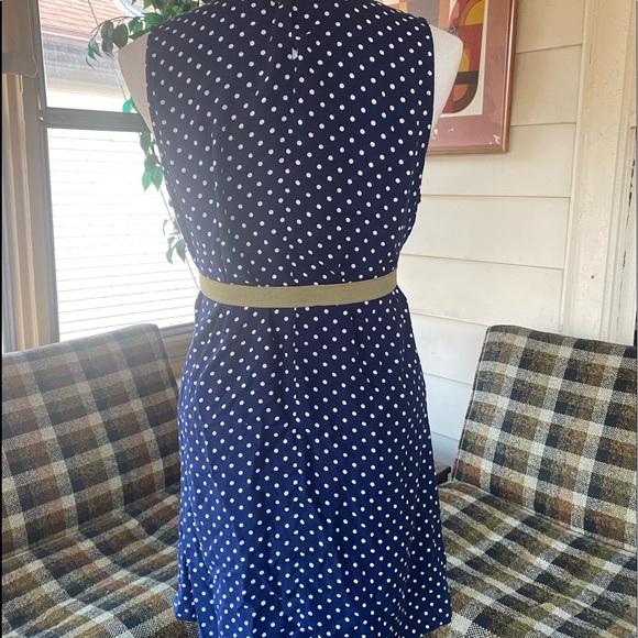 Vintage 80s navy white polka dot shift dress - Picture 5 of 6